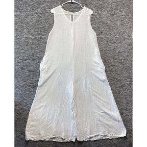 Puro Lino Wide Leg Linen Jumpsuit Womens Large White Sleeveless Made In Italy
